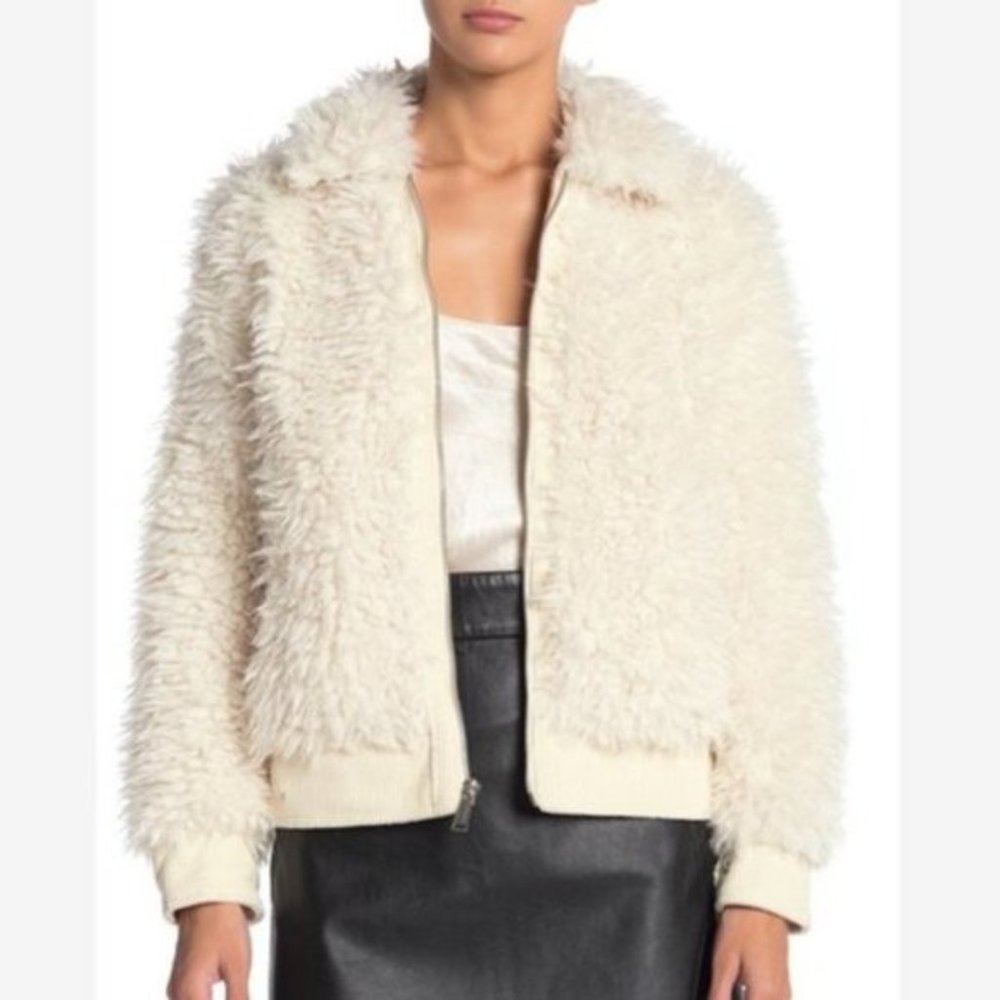 BCBGeneration Zip Front Faux Fur Jacket size L